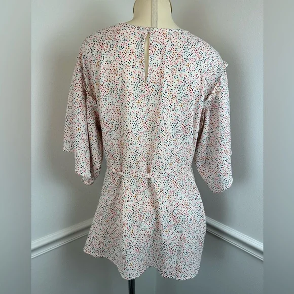 MOTHERHOOD MATERNITY White & Multicolor Blouse With Waist Tie | Size Medium - Picture 7 of 16